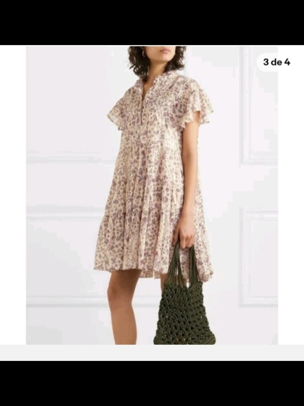 Isabel Marant Cream and Pink Floral Tiered Mini Dress